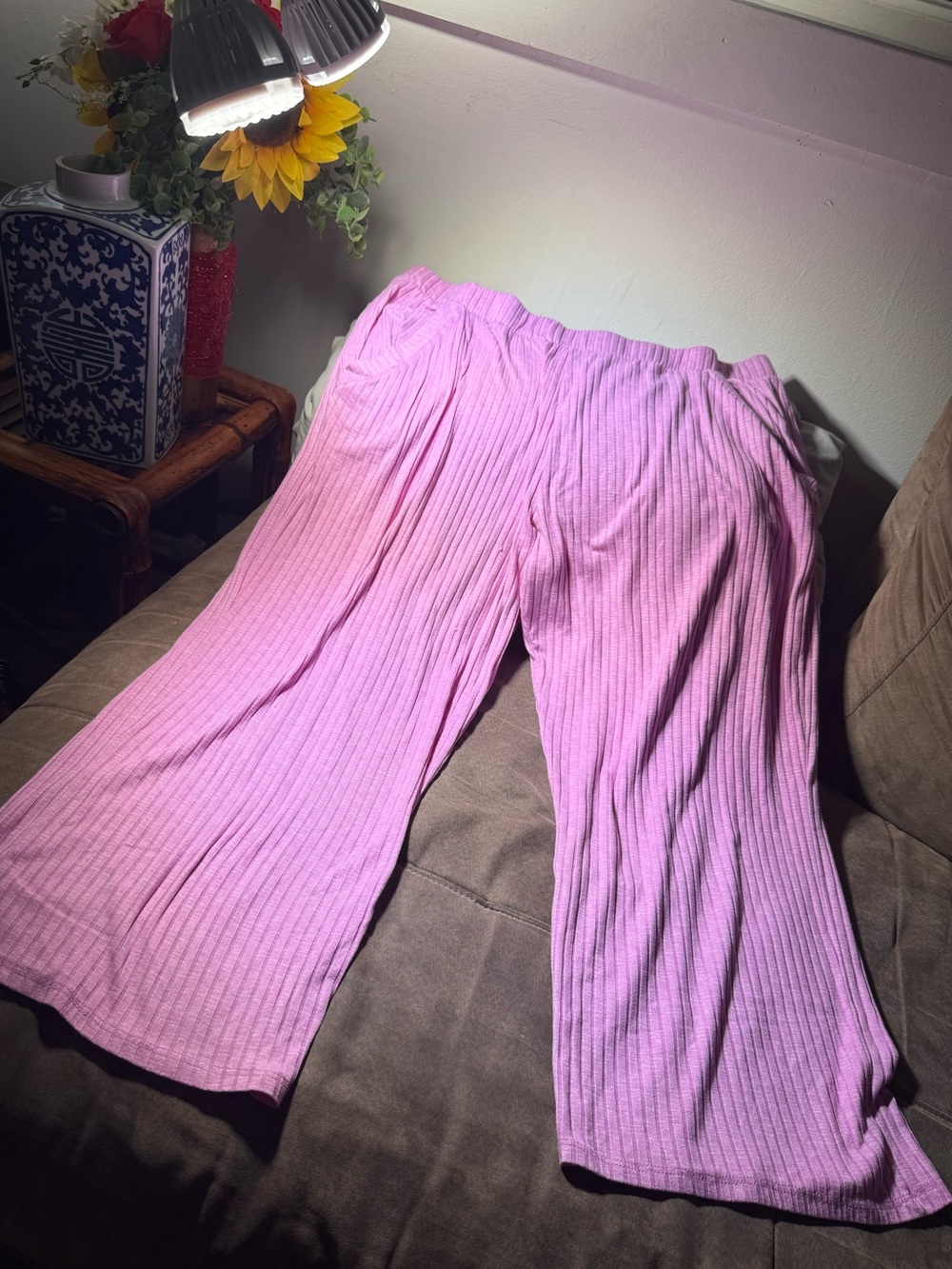 Women's Soft Ribbed Wide Leg Lounge Pants